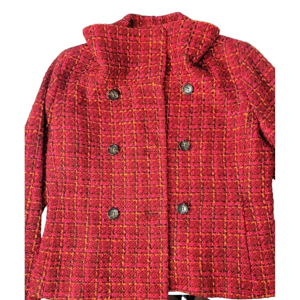 Talbots Wool Blend Blazer Womens 8 Tweed Burgundy Old Money Textured Jacket - Picture 3 of 12